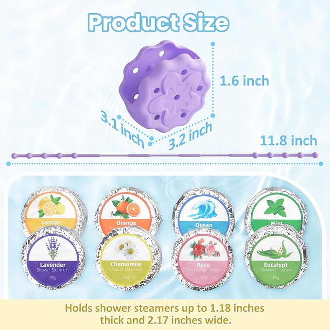 Purple Shower Steamer Tray, Hangable and Reusable Shower Steamer Holder/Hanger, Bath Bombs Holder, Shower Accessory, Aromatherapy Diffuser Containers, Silicone Material, Gift for Mother's Day