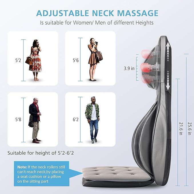 COMFIER Shiatsu Neck and Back Massager with Heat,Back Massager for Pain Relief Deep Tissue, Rolling & Compression Massage Chair Pad for Office Chair, Gift for Dad