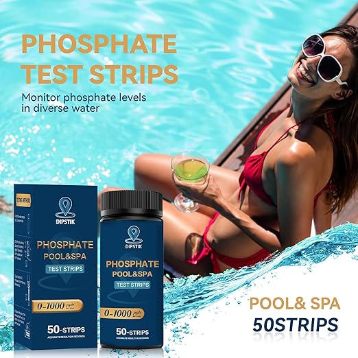 DIPSTIK Phosphate Test Kit for Pool,50 Strips Phosphate Test Strip Quick and Accurate Swimming Hot Tub and Spa Water Testing