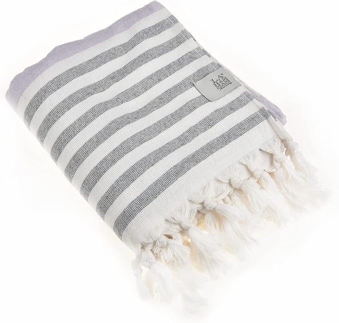 Beach Towel | Cotton Beach Towels, Easy to Carry, Sand Free, Highly Absorbent, Quick Dry, Turkish Towels for Travel Camping Bath Sauna Beach Gym Fitness Pool Yoga SPA by Lahammam, Ephesus, Lilac