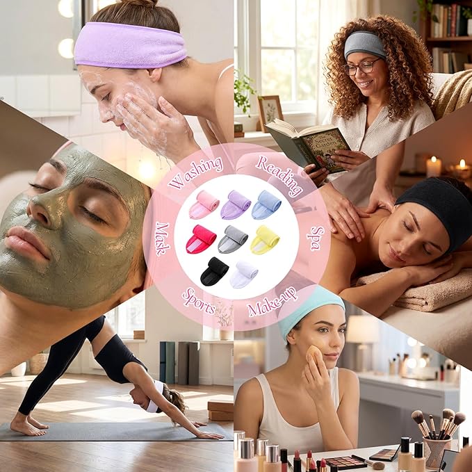 Tigeen 80 Pcs Spa Headband Facial Headbands Bulk Adjustable Hair Wraps for Women Girls Adult Skincare Makeup Shower Washing Face (Multiple Colors)