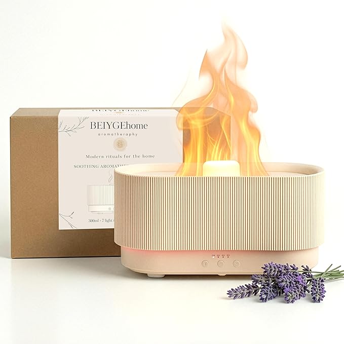 8 Colour Aromatherapy Diffuser, Essential Oil Diffusers for Home, Desk Humidifier, Flame Diffuser, Ultrasonic Diffuser, Aroma Diffuser for Home, Fire Diffuser 300ml