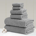 Modern Threads 6 Piece Cotton Bath Towel Set – Ultra Soft 550 GSM Towels – Bathroom Set with Hand Towels and Washcloths – Geometric (Charcoal)