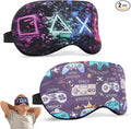 2 Pcs Boys Sleep Eye Mask, Guys Blackout Sleeping Silk Mask for Kids Adult Children's Travel Eye Mask Eye Cover Blindfold for Game (2 Pcs Game Mask - Style 5)
