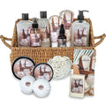 Aqua Elegante Bath Spa Gift Set - 15 Piece Premium Basket with Wash, Bubble Bath, Lotion, Salts, Body Scrub, Towel, Shower Puff, Bathbombs, Reusable Basket, Gifts for Women - Coconut & Vanilla