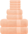GLAMBURG Ultra Soft 8-Piece Towel Set - 100% Pure Ringspun Cotton, Contains 2 Oversized Bath Towels 27x54, 2 Hand Towels 16x28, 4 Wash Cloths 13x13 - Ideal for Everyday use, Hotel & Spa - Peach