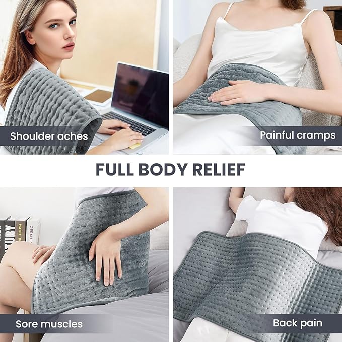 Heating Pad - Electric Heating Pad for Back Pain and Cramps Relief, Moist Heat Pad for Shoulder, Knee, Neck, 6 Heat Settings & Auto Shut Off and Machine Washable, 33" x 17"