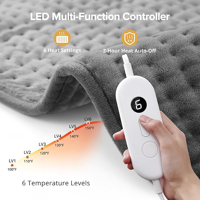 Heating Pad for Back Pain Relief, 33" x 17" XXL Heating Pad for Period Cramps, Women & Mom, Large Electric Heating Pad with Moist & Dry Heat Therapy, 6 Settings, Auto-Off, Washable, Mothers Day Gifts
