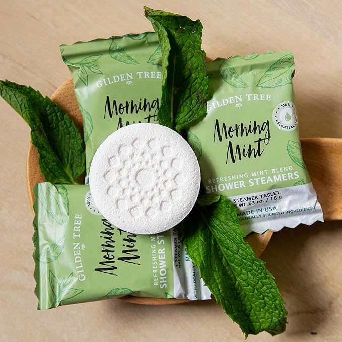 Gilden Tree Shower Steamers Aromatherapy Peppermint & Eucalyptus Essential Oils Sinus Relief, Birthday Gifts for Women Men Teens Adults, Made in USA (Morning Mint)