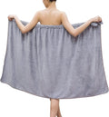 GOSCHE Towel Wrap for Women, Adjustable Shower Wrap Towel with Home Hotel Bath Towel Nightgown for Sauna Beach Pool Gym Travel - Gray XL