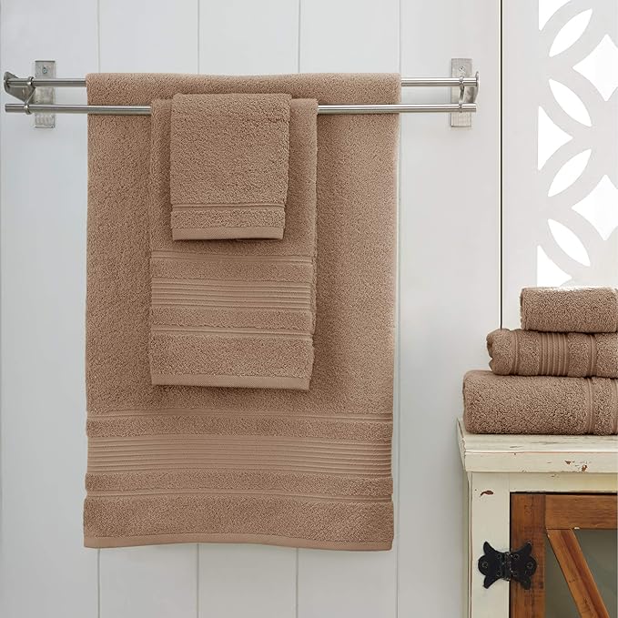 Personalize Your Towels with Custom Embroidery: Names, Monograms, and Initials. Perfect for Bathroom, Spa, Gym, Shower, Kids, Adults, Pool, Travel, Gifts, 2-Piece Hand Towels Set - Brown