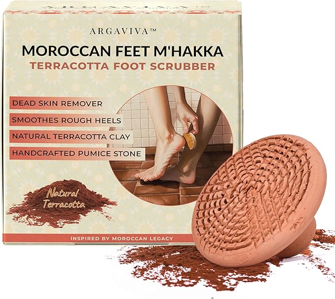 Natural Terracotta Pumice Stone for Feet – Handcrafted Foot Scrubber & Callus Remover with Gentle Exfoliation and Ergonomic Design for Smooth, Soft & Refreshed Feet – for a Spa-Like Pedicure