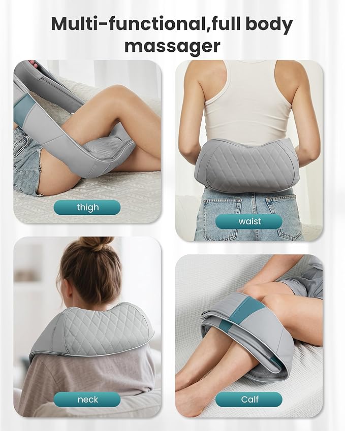 Snailax Cordless Neck Massager with Heat, Shiatsu Neck Back Massager for Pain Relief Deep Tissue, Rechargeable 4D Knead Shoulder Massager Pillow, with Portable Carry Bag, Gifts for Mom, Dad