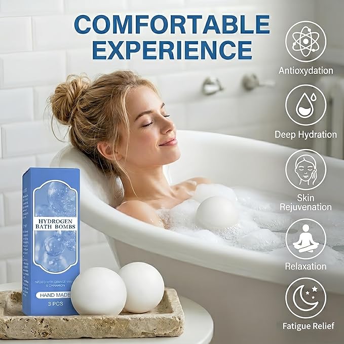 Magnesium Bath Bombs – Epsom Salt & Hydrogen Water Soak for Muscle Recovery, Aromatherapy Stress Relief & Post-Workout Relaxation – 3 Pack Orange, Vanilla & Cinnamon