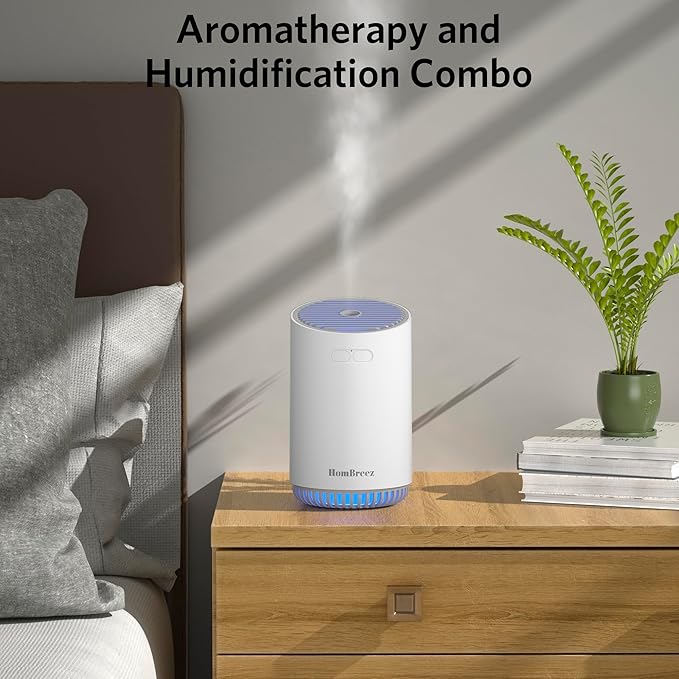 Portable Aromatherapy Diffuser 280ml, Rechargeable Essential Oil Diffuser with LED Light, Cool Mist Humidifier with 2 Mist Modes, Auto Shut-Off, Cordless Use for Home, Office, Bedroom - White
