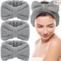3 Pieces Towel Headbands for Women Makeup Headband for Washing Face Makeup Spa Headband, Microfiber Bowtie Shower Headband for Women (Light Gray)