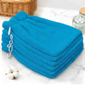 VOOVA & MOVAS Wash Mitts for Body 6-Pack, 100% Cotton Soft Absorbent Wash Cloths with Hanging Loop, 8.3x6.3 Inch European Style Wash Gloves for Shower & Spa, Sky Blue