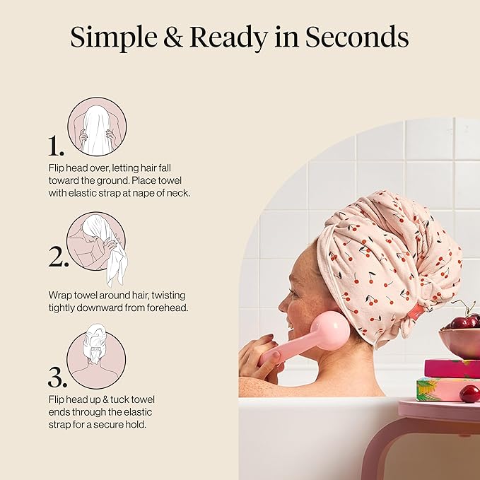 Kitsch Plush Microfiber Hair Towel Wrap for Women – Ultra Absorbent Microfiber Bath Towels for Wet, Curly, Long or Short Hair – Anti-Frizz Hair Wrap, Great Hair Care Gifts for Women