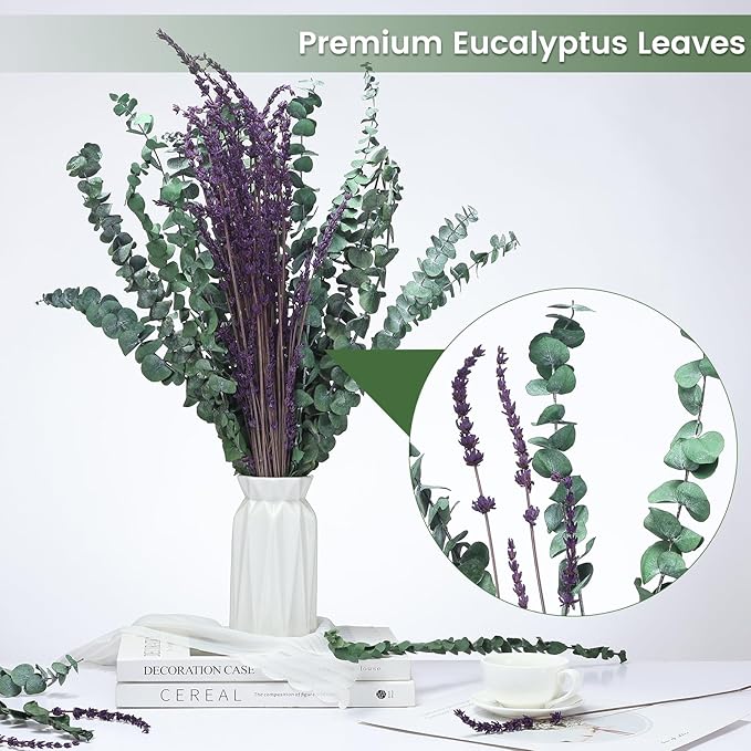 Real Eucalyptus for Shower Hanging Dried Eucalyptus Stems for Shower with Natural Real Live Lavender Bundle 17''