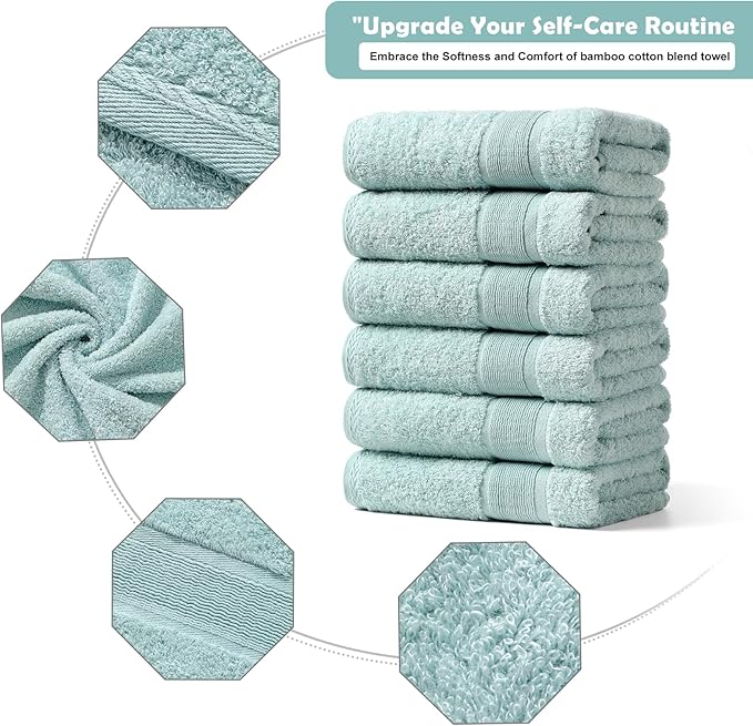 Aibaser Hand Towels-16x30inch - Lightweight and Highly Absorbent Hand Towels for Bathroom, Travel, Gym, Shower and Spa (Blue)