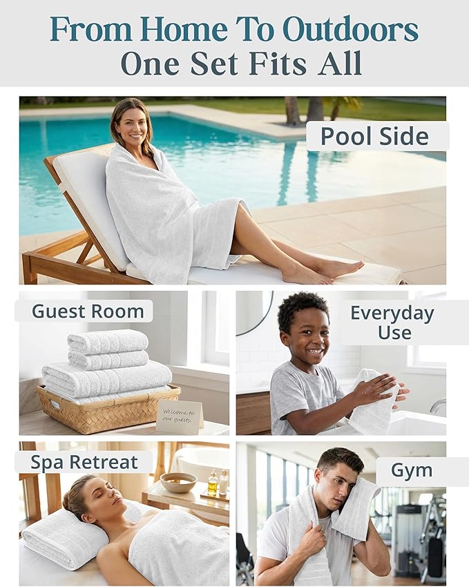 CASA PLATINO 100% Cotton Bath Towel Set 18 Pc - Super Soft, Absorbent & Quick Dry - 6 Bath, 6 Washcloths, 6 Hand Towels for Bathroom - Hotel Quality Turkish Towels, Ideal for Spa, Gym & Travel - White