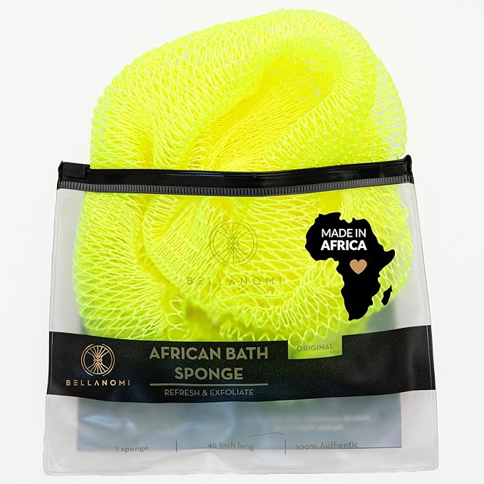 Bellanomi African Exfoliating Net Sponge - Authentic/Ethically Sourced from Nigeria / 45 inch Long (Keylime)