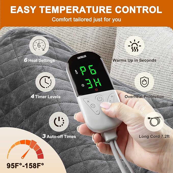 Heating Pad King Size for Back Neck & Shoulders - FSA Eligible HSA, Mothers Day Gifts, Large 35" x 20", Moist Heat Electric Heating Pad for Period Cramps Abdomen Knee,6 Heat Settings,Auto Off,Washable