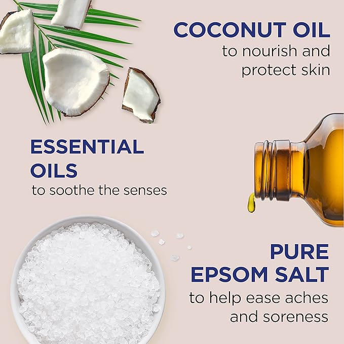 Dr Teal's Epsom Salt Magnesium Soak, Nourish & Protect with Coconut Oil, 3 lbs (Pack of 4)