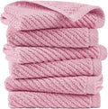 Madison Park 6-Piece Towel Washcloths Set for Bathroom 13" x 13" Diagonal Ribbed, Pink - 100% Cotton Soft Quick Dry & Absorbent Gift | Zero Twist, 500 GSM, Oeko-TEX, Hotel Quality