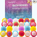 Bath Bombs for Women & Men, Basket Set for Mothers Day Gifts for Mom, 24-Pack Handmade Natural & Organic Essential Oil Bath Bomb, Spa Relaxing Teacher Appreciation Gifts for Wife Girlfriend