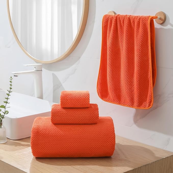 YTYC 29x59 Inch Bath Towels Set of 6 Large, Super Soft Lint Free Lightweight Microfiber Shower Towels for Bathroom 80% Polyester (Burnt Orange, 6 Piece)