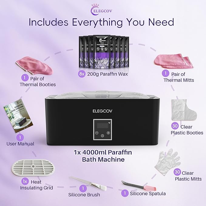 Paraffin Wax Machine for Hand and Feet - Paraffin Wax Bath 4000ml Paraffin Wax Warmer Moisturizing Kit and Keep Warm Paraffin Hand Wax Machine • Everything in One Kit