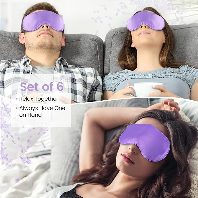 SuzziPad Yoga Eye Pillows for Relaxation with Aromatherapy, Weighted Eye mask for Sleeping, Hot & Cold Therapy Compress for Dry Eyes, Meditation Gifts for Women, Purple, 6 Packs