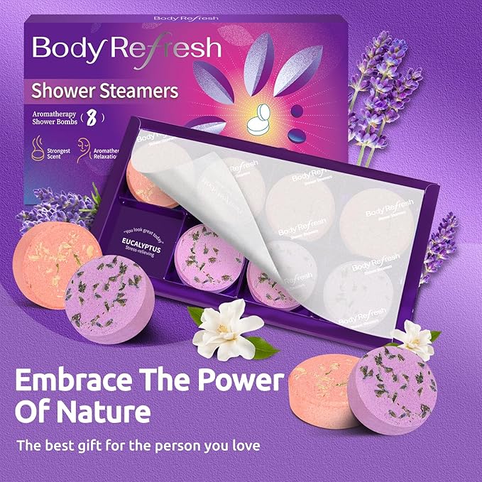 Shower Steamers Aromatherapy - 8 Pack Shower Bombs with Essential Oils, Mothers Day Gifts for Mom Wife, Birthday Gifts for Women Self Care Relaxation Home SPA Stress Relief Teacher Appreciation Gifts