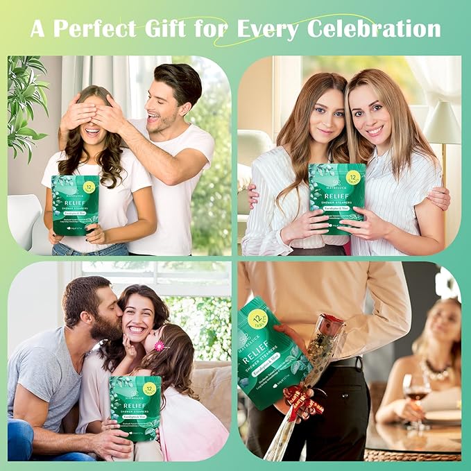 Eucalyptus Mint Shower Steamers 12 Pack - Eucalyptus for Shower, Self Care Mom Gifts, Made with Natural Ingredients & Essential Oil, Aromatherapy Birthday Gifts for Women & Men