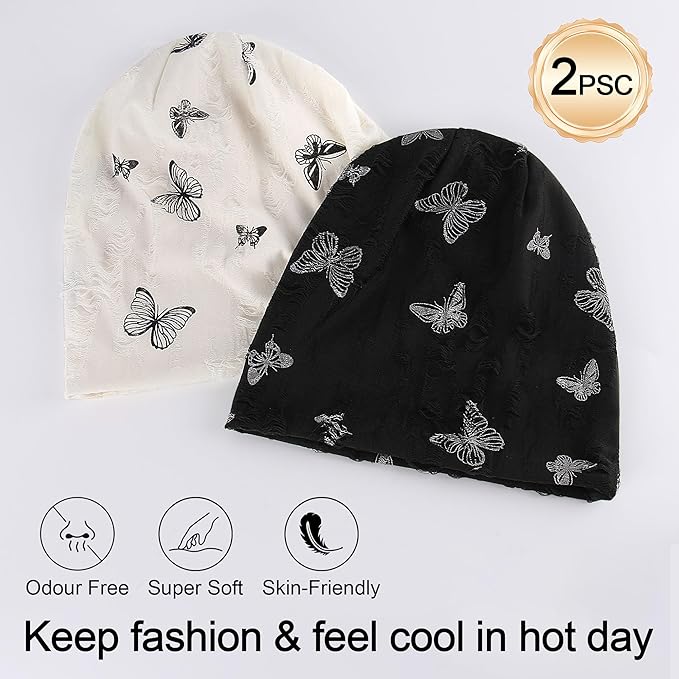 Women's Summer Beanie for Men Hat Boho Hats Adult Dwarf Hats Chemo Cap Cancer Headwear Caps Baggy Skull Sleep Cap Nightcap