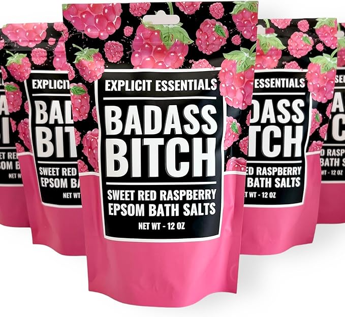 Explicit Essentials Bath Salts for Women, 12oz Raspberry Epsom Salts