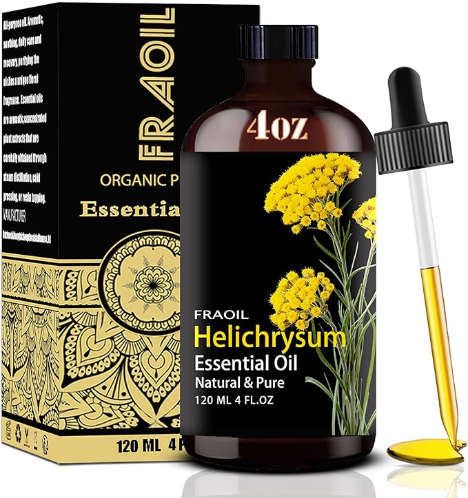 Helichrysum Essential Oil, Helichrysum Oil 4 Fl Oz 120ML for Diffuser Humidifier Yoga Cleaning DIY Candle Soap Making Perfume Gift for Women Essential Oils FRAOIL (Helichrysum 4 Fl Oz (Pack of 1))