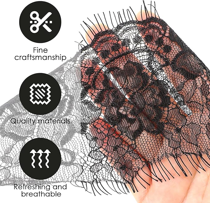 FRESHME Lace Blindfold Sleep Mask - Black Rosea Flower Embroidery See-Through Blind Fold Adjustable Eyes Covers for Women Couple Bed Night Sleeping Time Gift