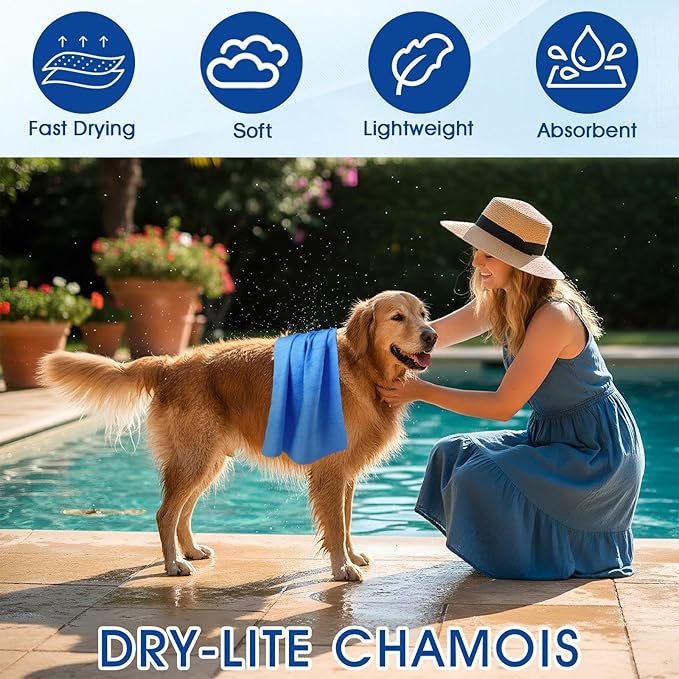 SmoothNovelty 2 Pack Swim Chamois Towel Water Absorbent Quick Dry Towel Shammy Chamois Cloth for Swimming Car Drying Diving Water Sports Beach Shower Pool Swimmer Gift
