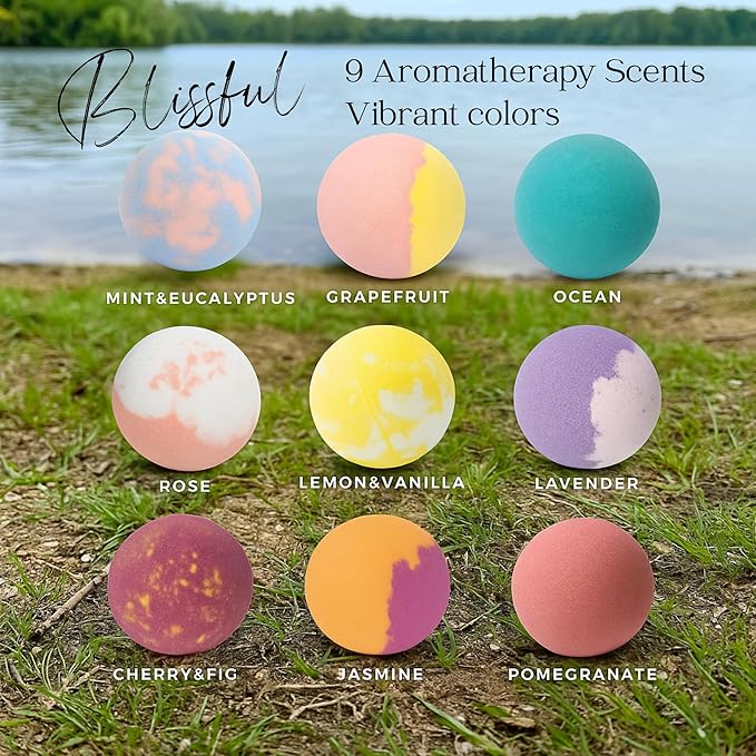 EvolutionUSA 9 Refresh Bath Bombs for Women – Lush Bath Bombs Mini Sized, Lush Womens Gift for Mother’s Day, Easter, Valentines, Birthday or Self Care, Organic Bathbombs Kids & Women, Bath Fun