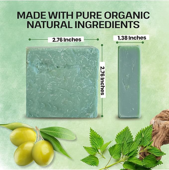 Dr.Ancient Stinging Nettle Soap Bar, Organic Soap Bars Handcrafted the Traditional Way, Natural Chemical-Free, Vegan, Used for Face Wash, Body Wash, Hand Cleansing, Daily Skin Care, Herbal Cleanser