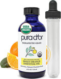 PURA D'OR Organic Sweet Orange Essential Oil (4oz with Glass Dropper) 100% Pure & Natural Therapeutic Grade for Hair, Body, Skin, Scalp, Aromatherapy Diffuser, Energy, Mood, Vitality, Cleansing, Home