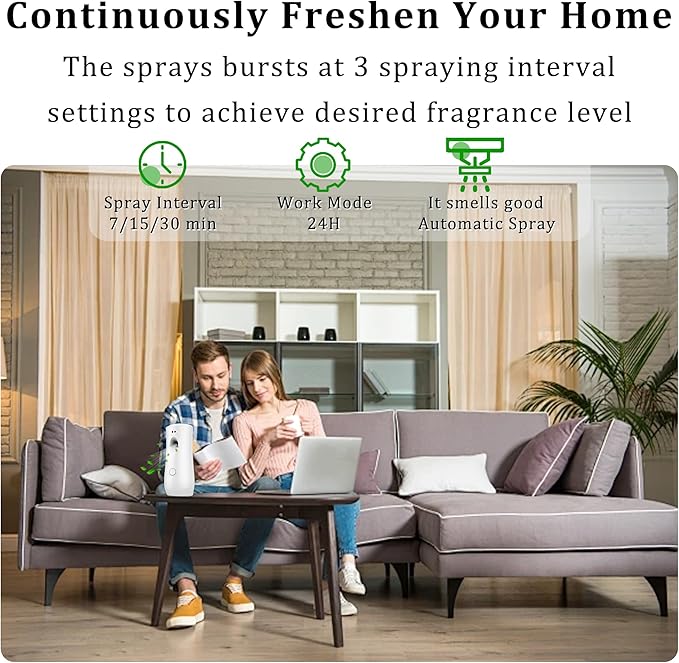 Automatic Air Freshener Spray Dispenser (6-Pack), Free Standing or Wall Mounted Adjustable Aromatherapy Machines for Home, Indoor, Bathrooms, Offices, Hotels and Commercial Places (White, 001)