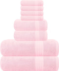 GLAMBURG Ultra Soft 8-Piece Towel Set - 100% Pure Ringspun Cotton, Contains 2 Oversized Bath Towels 27x54, 2 Hand Towels 16x28, 4 Wash Cloths 13x13 - Ideal for Everyday use, Hotel & Spa - Pink