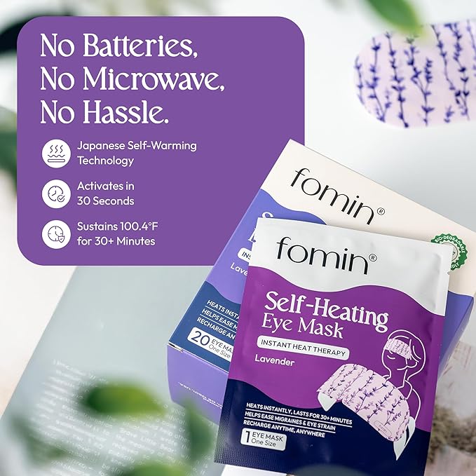 FOMIN Steam Eye Mask for Mothers Day - 20 Pack - Lavender - Self Heating Warm Compress for Dry Eyes, Heated Eye Mask for Sleep, Puffiness & Dark Circles Relief, Spa Relaxation Gifts for Mom