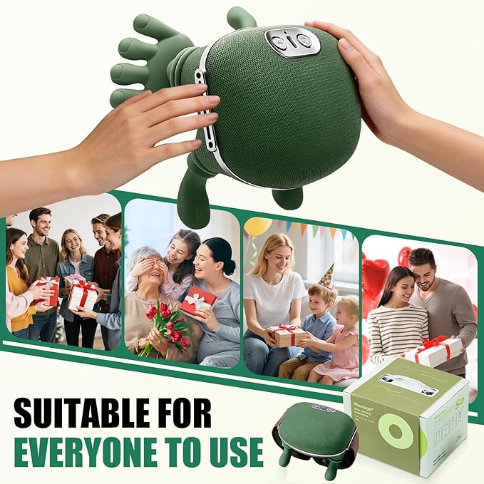 Shoulder & Neck Massager with Heat, 4D Kneading Neck Massager with Bionic Finger Design, Deep Tissue Massage to Relieve Muscle Tension, Home & Office Use (Green)