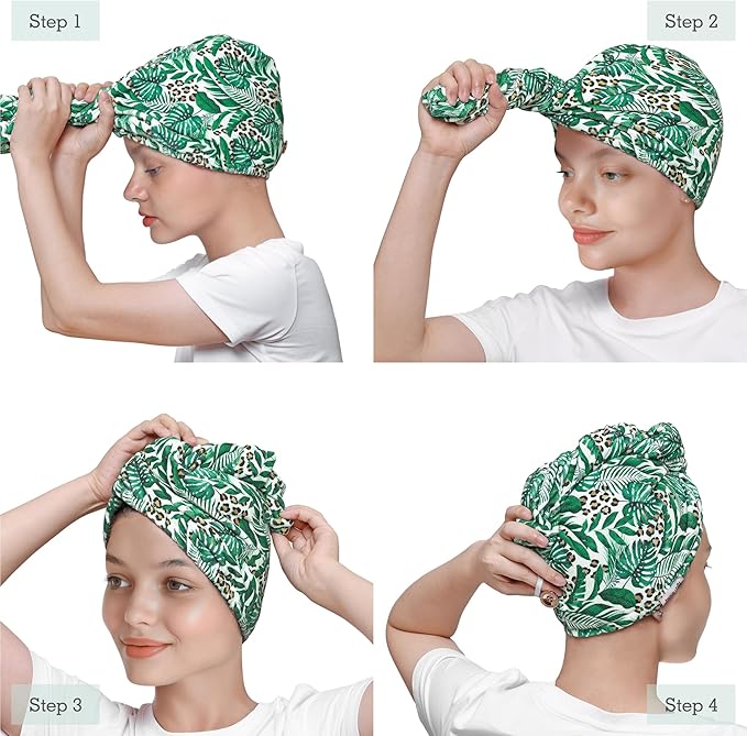 Brook + Bay Microfiber Hair Towel Wrap - Quick Dry Microfiber Towel for Hair - Anti-Frizz Plopping Turban - Machine Washable - Tropical
