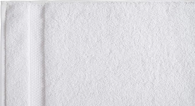 Amazon Basics 6-Pack Bath Towels, 100% Ring Spun Cotton, 600 GSM, Lightweight and Highly Absorbent, Quick Drying, Hotel Quality, 27 x 54 inches, White