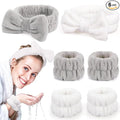 Spa Headbands for Women with Wristband Set: Facial Makeup Headbands for Girls & Teens - Soft Coral Fleece Elastic Hair Wraps with Wrist Accessories for Washing Face Shower Bath Beauty Skincare Gifts